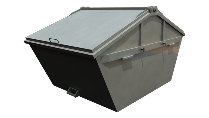Metal skip container with covers