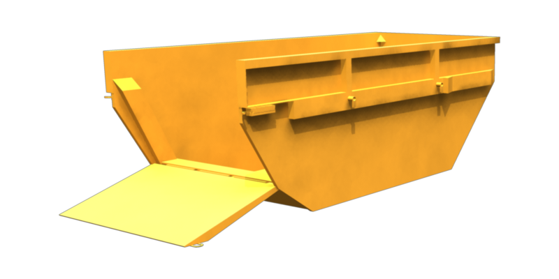 Metal skip container with loading platform
