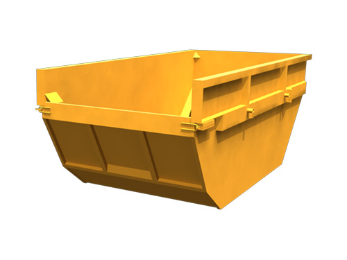 Metal skip container with loading platform